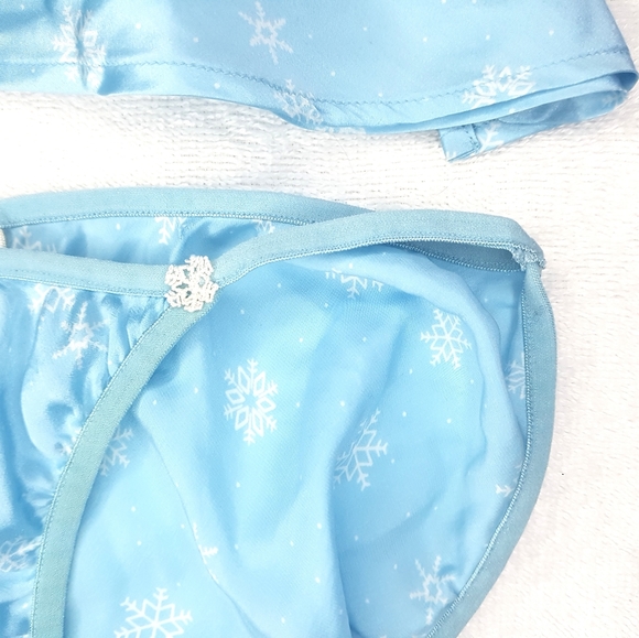 NEW La Senza SILK Snowflake blue white lingerie cami pj set - Picture 3 of 5